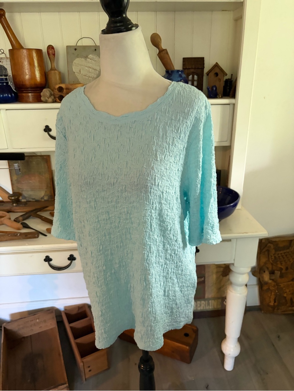 Chico’s Light Blue Textured Tunic Top